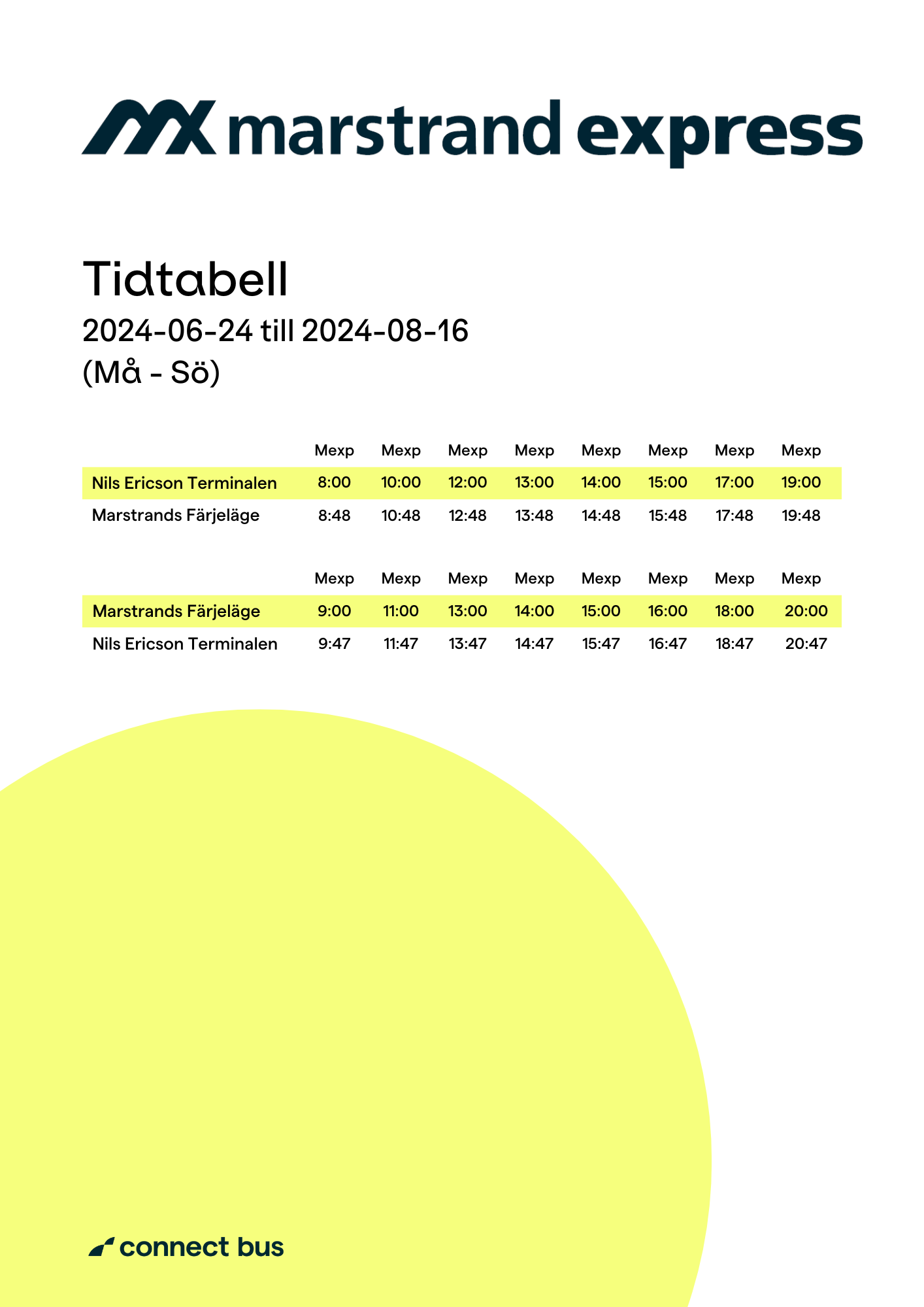 Tidtabell